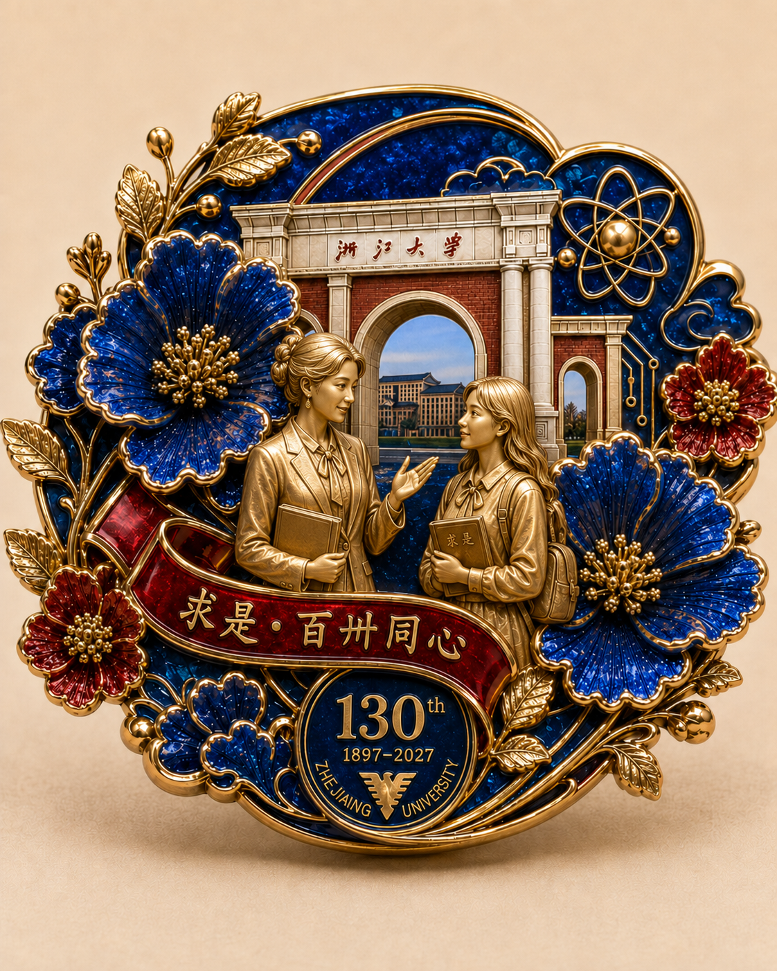 《求是新蕊》百卅纪念胸花