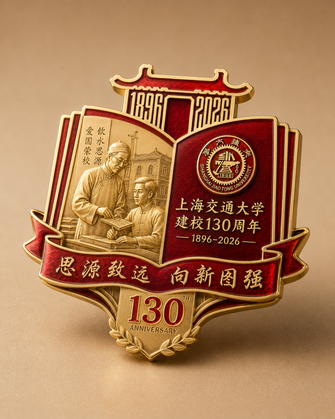 《兴学育才》珐琅纪念徽章