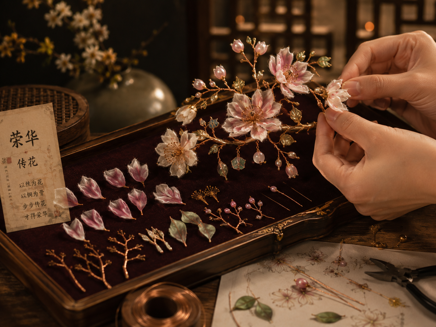 珑世绒花成品作品